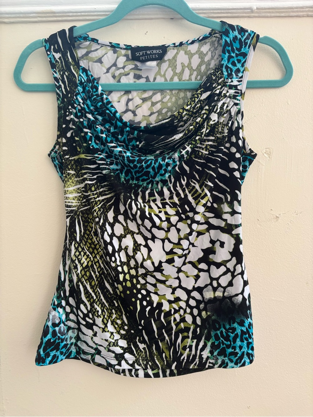 Funky Print Cowl-neck Tank Top